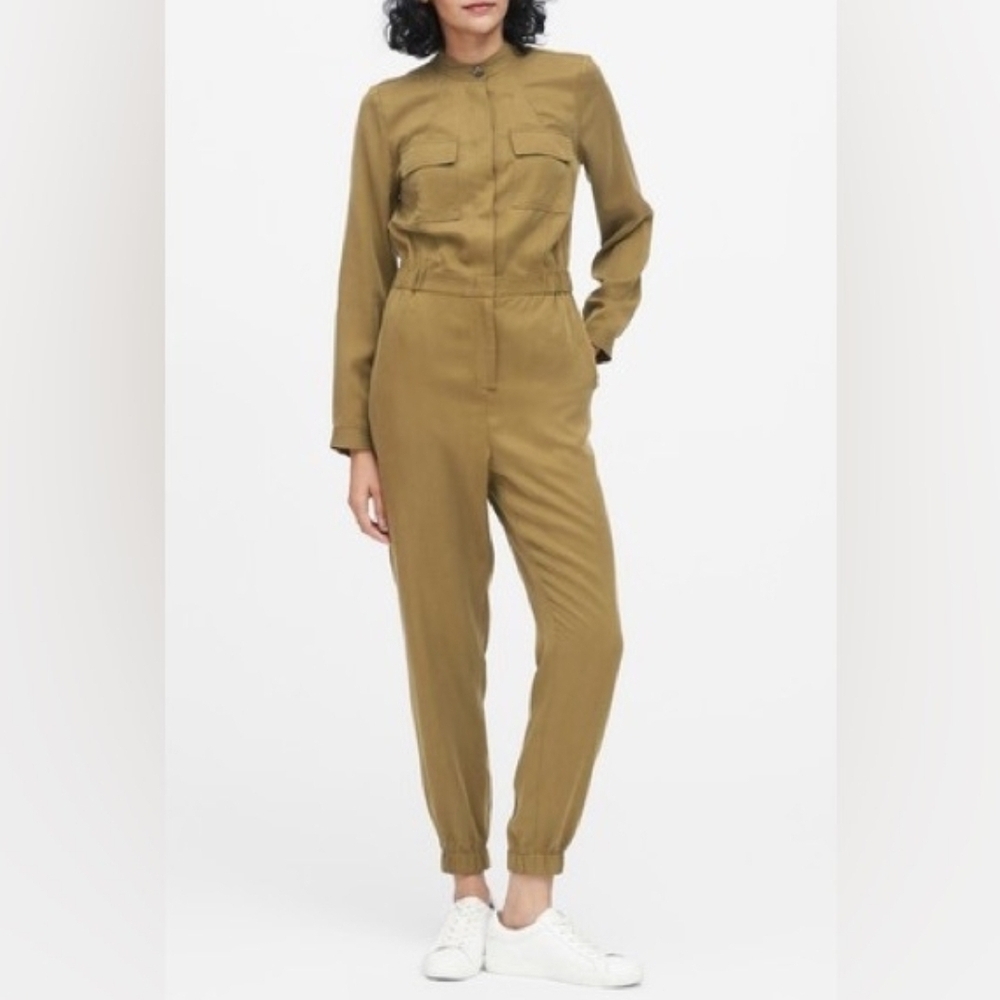 Banana Republic Tencel Flight Jumsuit | Olive Green | Size 4 | Utility Style